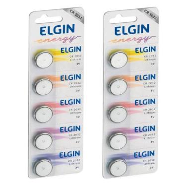 Imagem de 10 Bateria Moeda Cr2032 3v Pilha Lithium Elgin Cartela