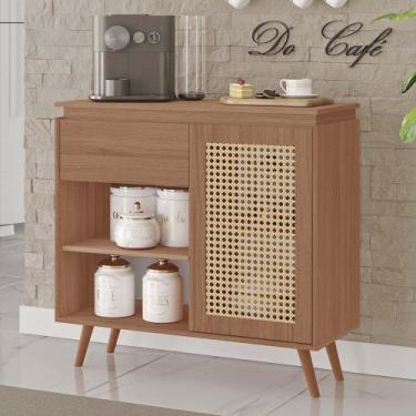 Imagem de Buffet Bourbon 100% MDF 1 Porta 1 Gaveta e Pés Estilo Retrô Tuboarte, 