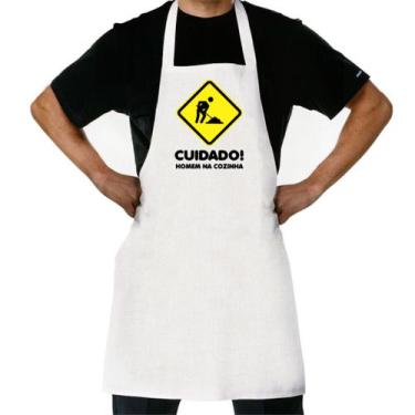 Imagem de Avental Cuidado! Homem na cozinha - Original Uniformes, Branco