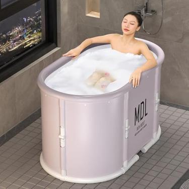Imagem de Ximi Aomai Banheira Portátil para Chuveiro, Grande Banheira de Imersão Dobrável para Adultos, Banheiro Familiar Separado, Banheira Dobrável Japonesa SPA, Cinza Simples, Sem Instalação