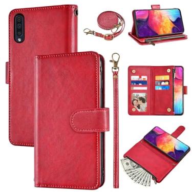 Imagem de Furiet Capa carteira para Samsung Galaxy A50 A50S A30S com alça de pulso e alça de ombro de couro flip elegante 6+ suporte de cartão acessórios de celular capa para celular para A 50 50S 30S S50 50A