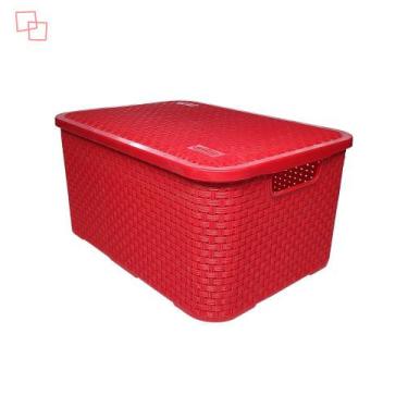 Imagem de Caixa organizadora rattan plástico 14 litros para escritório brinquedo