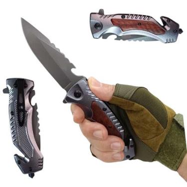 Imagem de Canivete Inox Grande Semi Automático Multiuso Camping Pesca - Jeep