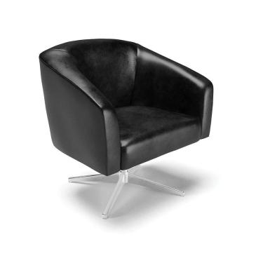 Imagem de Cadeira Sala De Jantar Giratória Base Cromada Stella Sintético Pu D03 - D`rossi Cor Preto