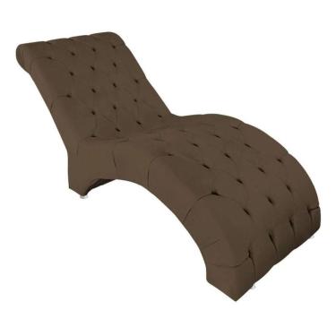 Imagem de Recamier Divã Espreguiçadeira Para Sala Cliníca Leila Suede marrom