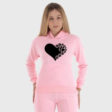 Imagem de Moletom Canguru Feminino Coração de Patas com Capuz e Bolso - Benellys