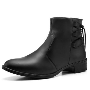 Imagem de Botas Femininas Cano Curto Moda Amarração Com Zíper Tendência - EXP, 3