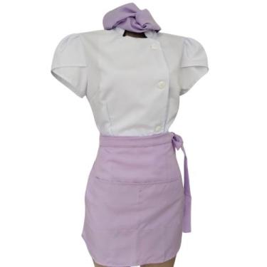 Imagem de Dolmã Uniforme Profissional De Confeitaria Feminino Branco Gabardine A
