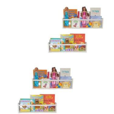 Imagem de Kit c/ 04 revisteiro de parede c/ fixação invisível 60x10x15 - OrganiB
