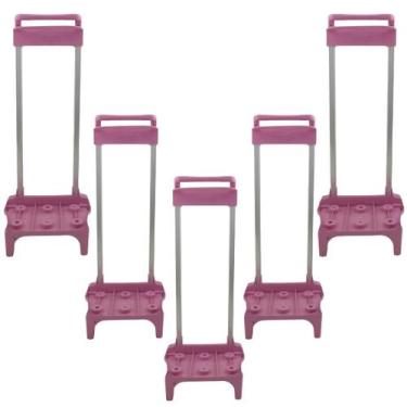 Imagem de Carrinho 2 Haste Rosa Alumínio Rodas Silicone P/ Mochila - Carrile