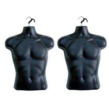 Imagem de DisplayTown Manequim Masculino Preto Formas de Injeção Meio Cintura Arredondada Corpo Torso Vestido Forma com Apenas Gancho Pendurado, Tamanhos Sm