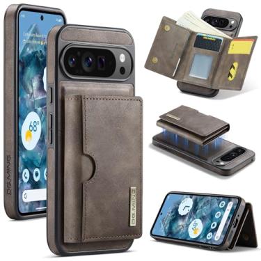 Imagem de Capa carteira magnética destacável 2 em 1 para Google Pixel 9 Pro XL, DG.MING carteira de couro premium com bloqueio de RFID, porta-cartões, à prova de choque, suporta carregamento sem fio (café)