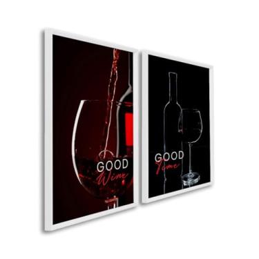 Imagem de Quadros Decorativos Bons Vinhos Bons Momentos Elegância e Sofisticação para Sala, Cozinha e Áreas Gourmet (Branco, 50x75, S/Vidro)