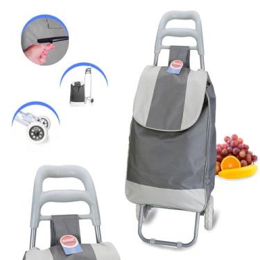 Imagem de Carrinho Feira Supermecado Dobrável  Até 30kg Cinza Dolce Home