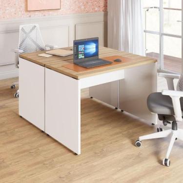 Imagem de Mesa Escritório 2 Lugares 1,10m x 1,40m Pés Painel F5 Office - F5 Offi