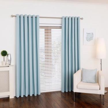 Imagem de Cortina Azul-Bebê 300X250 Ilhós Cromado Sala/Quarto Fabritex