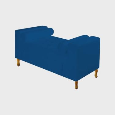 Imagem de Divã Recamier Sofá Baú Félix 90 cm Suede Azul Marinho -