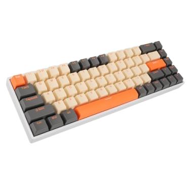 Imagem de XUMIUZIY Teclado para jogos 60% mecânico, teclado para jogos com retroiluminação RGB dinâmico, mini teclado de escritório com fio de 68 teclas com interruptor vermelho, tecla completa hot swappable