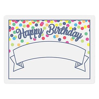 Imagem de Quadro apagável a seco Feliz Aniversário, 22 x 30 centímetros Personalize! Adereços para fotos, design de bolinhas de confete coloridas