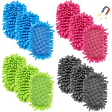 Imagem de Jspupifip 12 peças de borracha felpuda apagável a seco de microfibra para quadro branco apagável a seco apagador magnético de microfibra lavável para marcadores, giz, casa, sala de aula, material de