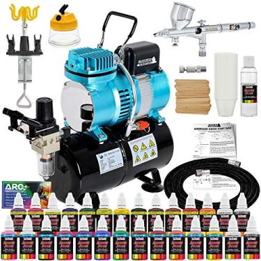 Imagem de Master Airbrush Complete Professional Airbrush System Kit with G44, Master Compressor TC-20T, 24 cores US Art Supply Paint Set with Reducer & Airbrush Cleaner, Accessories by