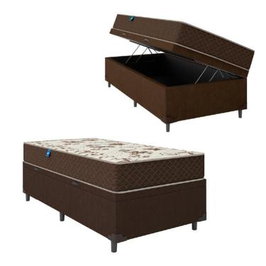 Imagem de Cama Baú Solteiro Colchão Espuma D33 Marquês 88x188x60cm Marrom Umaflex - Suporta até 90kg por Pessoa Marrom