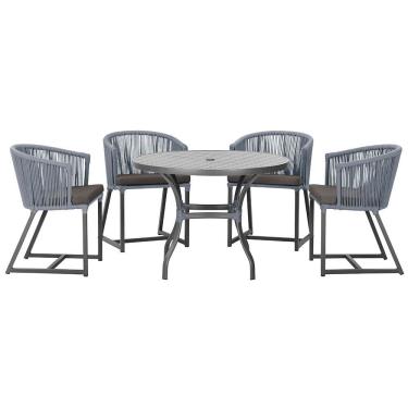 Imagem de Mesa com 4 Cadeiras de Jantar Roma 100cm e Noronha em Aluminío
