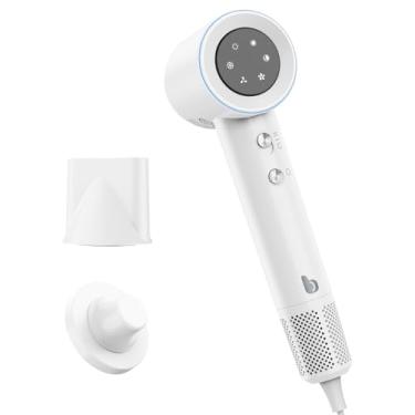 Imagem de GOKOCO Secador De Cabelo Profissional 110v 127v, 120000 RPM High Speed Hair Dryer 1600W com Display Digital LED e Bocal de ar Magnético, Branco