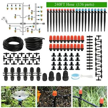 Imagem de Maotong Kit de sistema de irrigação por gotejamento de 240 pés, sistema automático de irrigação de jardim para estufa, quintal, gramado, planta com mangueira de 1/5.1 cm, tubo de distribuição e