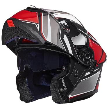 Imagem de ILM Capacete De Motocicleta Adulto Com Viseira Dupla Dobrável Modular, Modelo Dot Ws206 (Vermelho, Preto, Grande)