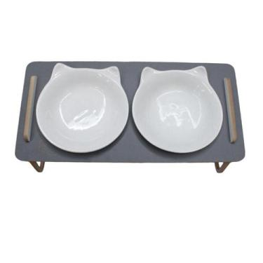 Imagem de Comedouro Horus Duplo Cor Preto Gatos Porte Médio Bastet