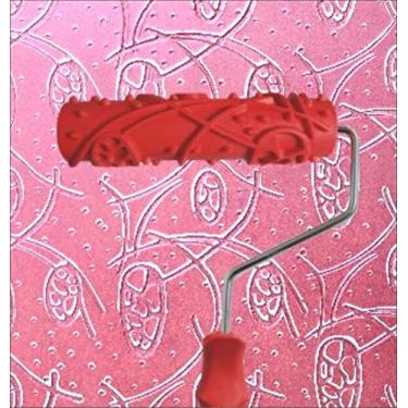Imagem de Sadiyamo Rolo de arte de 18 cm DIY rolo de textura de rolo de pintura de parede com desenhos rolo de borracha de tinta padronizada com alça de plástico