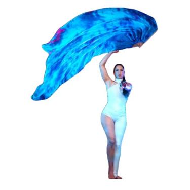 Imagem de Winged Sirenny Véu grande único de seda 177,78 cm x 114,32 cm, adoração louvor bandeira de dança do ventre (sonho de mesma)