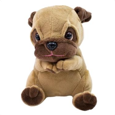 Imagem de Pelúcia Antialérgico para Decoração e Infantil Animais Silvestres Zoológicos Original Boneco Macio Realista (Pug Marrom Tipo 1)