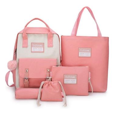 Imagem de Conjunto de 5 mochilas para estudantes, bolsas escolares, caneta, lona