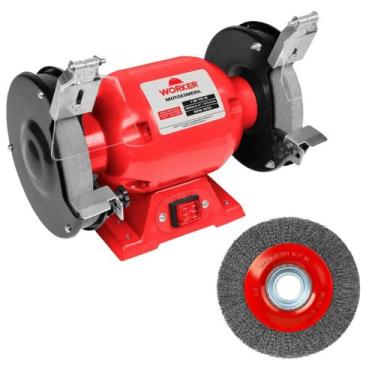 Imagem de Esmeril Motor De 1HP Potente Bivolt Com 2 Pedras de Afiar e 1 Escova d