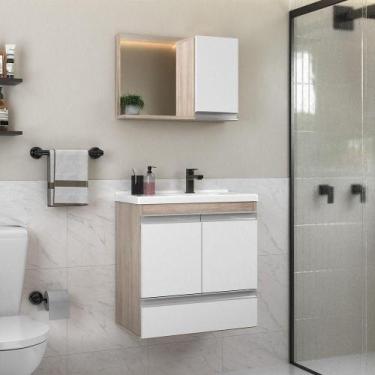 Imagem de Conjunto Gabinete Banheiro Fox 60cm (gabinete + Cuba + Espelheira) Mad