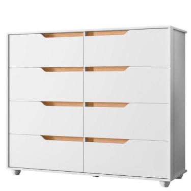 Imagem de Cômoda Grande 8 Gavetas Doble Branco Freijó - ALBATROZ MÓVEIS