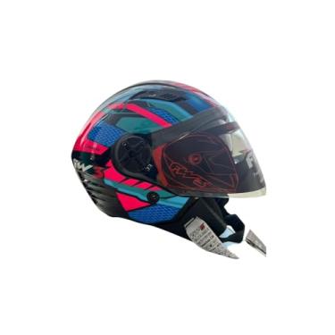 Imagem de CAPACETE X-OPEN FOX ROSA C/ AZUL C/ ÓCULOS TAMANHO:58
