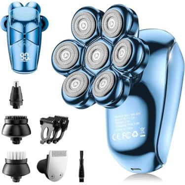 Imagem de SHPAVVER Barbeadores de cabeça para homens carecas: barbeador elétrico 5 em 1 - Kit de cuidados de barbear à prova d'água IPX7 para Balder - Lâminas de velocidade turbo e precisão