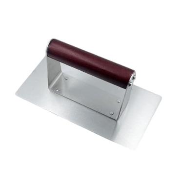 Imagem de WeiLaiKeQi Prensa para hambúrguer de aço inoxidável, grelha, ferramenta de cozinha, utensílio à prova de ferrugem para churrasco, esmagador de carne retangular,