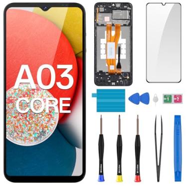 Imagem de BESJMYT Substituição de tela para Samsung Galaxy A03 Core Display LCD Touch Digitalizador, montagem completa com botão lateral da moldura, alto-falante, vibração, motor de vidro, kit de ferramentas de