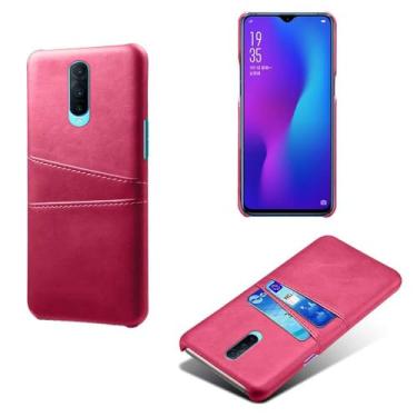 Imagem de Capas Compatível com OPPO R17 PRO,Caso de couro PU-Tampa de telefone a prova de choque com 2 slots de cartão,Proteção anti-impressão digital e anti-gota-Rose Red