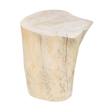 Imagem de 1 peça de toco de madeira sintética ao ar livre, suporte de planta de banco bege, mesa de canto de madeira sintética para jardim, sala de estar doméstica (tamanho: 46 cm P x 50 cm L x 50 cm A (46 cm P