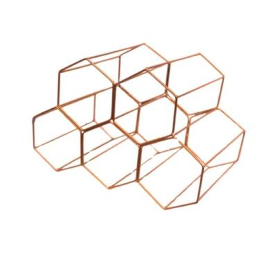 Imagem de Adega Suporte de Vinho Colmeia Aramado Empilhável Decoração Porta Garrafas Decorativo(Rose gold)