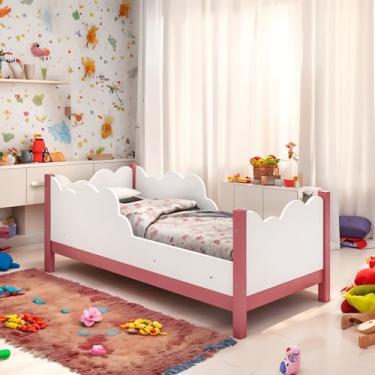 Imagem de Cama Juvenil Para Quarto Infantil Com Grade De Proteção Estilo Nuvem