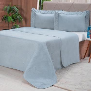Imagem de Kit Colcha Bordado Inglês Queen - Bene Casa, Queen, BRUMA AZUL