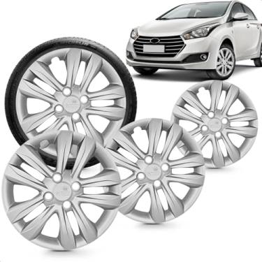 Imagem de Kit 4 Calotas Hb20 Hb20S 2016 Aro 14 Prata Cubo Baixo Grid