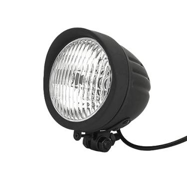 Imagem de BOSCY Farol de motocicleta vintage de LED de 11,4 cm para Harley Davidson, lâmpada de cabeça de bala de 11,2 cm universal para Harley Mini Bike Sportster Dyna Bobber montagem inferior de cobre, viseira preta