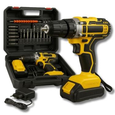 Imagem de Parafusadeira, Furadeira Sem Fio 21V com 2 Baterias, Brocas, Potente, Durável e Versátil para Profissionais Premium